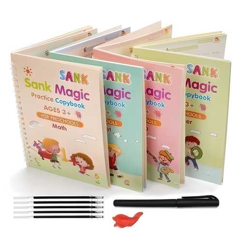 Best Educational Gift: 4-in-1 Reusable Magic Copybook For KIds"
